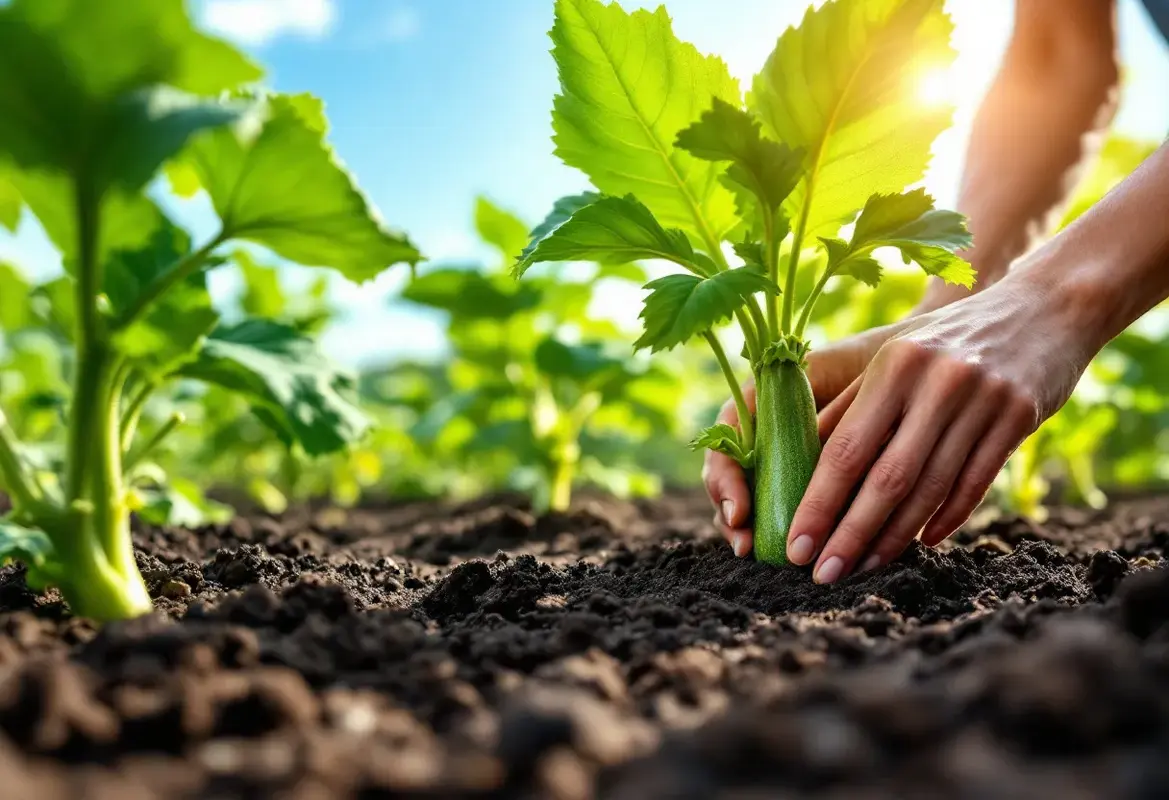 Plantation Des Courgettes En Pleine Terre